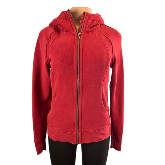 Lululemon Scuba Hoodie Light Cotton Fleece Red - Picture 1 of 10